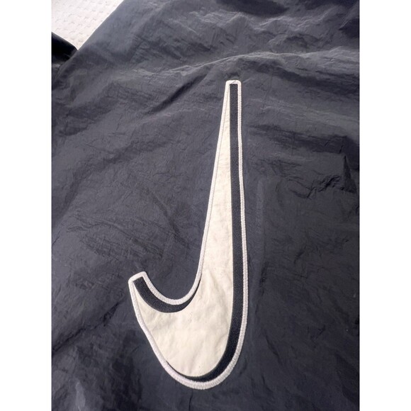 Vintage Nike Jacket Big Logo Hooded Bomber Puffer Coat 90s Black White Sz L - Picture 5 of 14